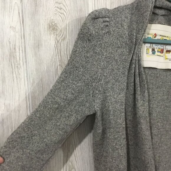 Anthropologie Meguro River Wool Knit Open Front Pleated Puff Shoulder Cardigan M - Picture 6 of 12